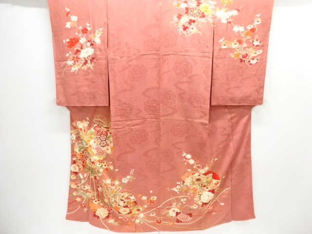 JAPANESE KIMONO / ANTIQUE TAISHO ROMAN MON KINSHA FLOWER / MEDICINE BA